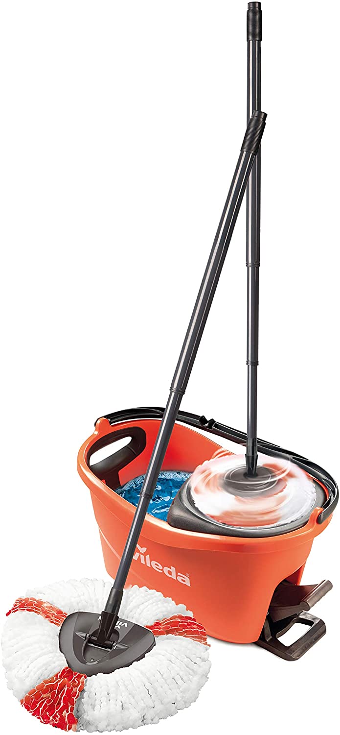 Vileda mop set Turbo Easy Wring & Clean Box, floor wiper (coral/black, incl. power centrifuge and foot pedal) Putekļu sūcējs