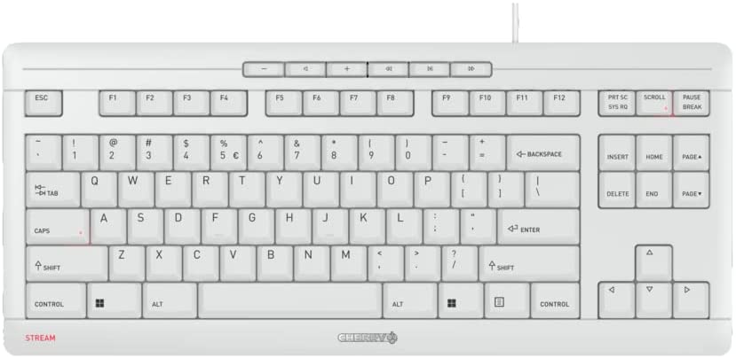 CHERRY STREAM KEYBOARD TKL, keyboard (white/grey, EU layout (QWERTY), SX scissor technology) klaviatūra