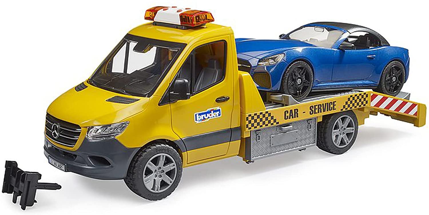 Bruder Bruder MB Sprinter car transporter with light & sound module, model vehicle (orange/blue, incl. Roadster) Rotaļu auto un modeļi