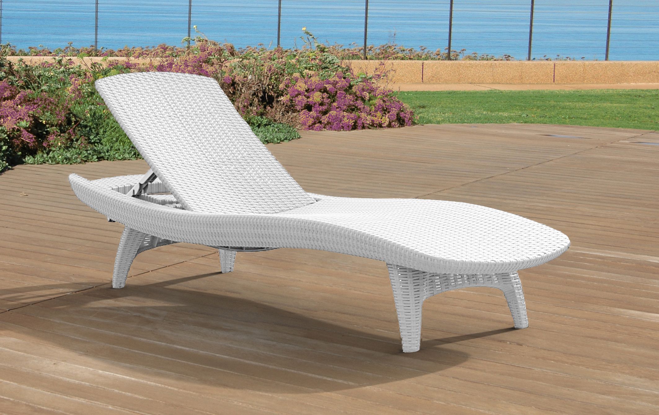 Keter Pacific sauļošanās krēsls, balts 29195066450 Dārza mēbeles