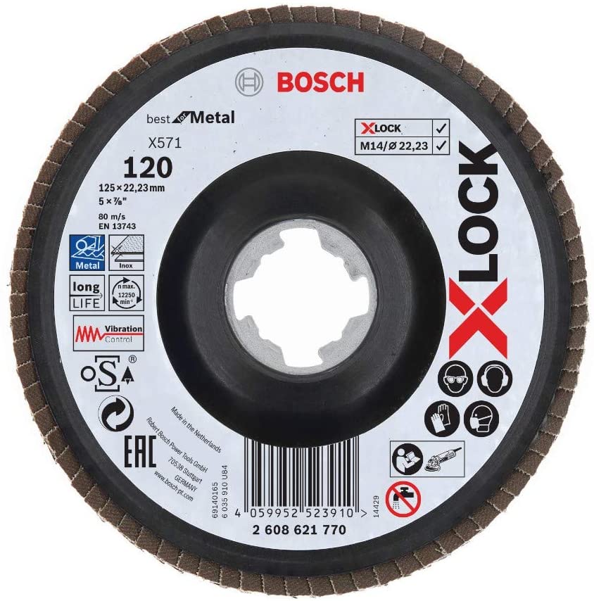 Bosch X-LOCK serrated lock washer X571 Best for Metal, O 125mm, grinding disc (K120, angled version) 2608621770 (4059952523910)