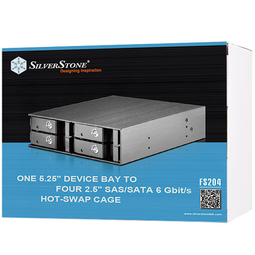 Silverstone SST-FS204B 5,25 collas Hot-Swap for 4x 2,5 collas HDD/SS aksesuārs datorkorpusiem