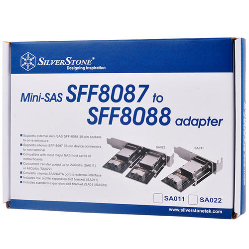 Silverstone SST-SA011 Mini SAS SFF8087 zu SFF8088 Adapter kabelis, vads