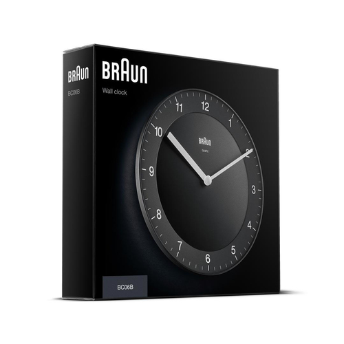 Braun BC 06 B Quartz wall clock analog black radio, radiopulksteņi