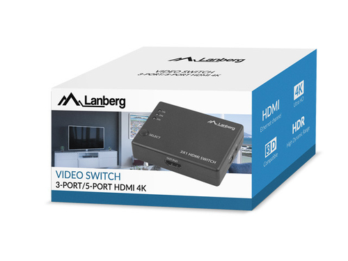 Lanberg SWITCH VIDEO LANBERG 3X HDMI BLACK + MICRO USB PORT