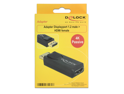 DisplayPort Adapter Delock DP -> HDMI St/Bu 4K Passiv schwar