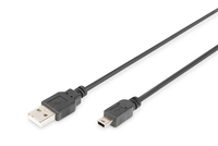 DIGITUS Anschlusskabel USB2.0/A -> miniB  St/St 1.0m black USB kabelis