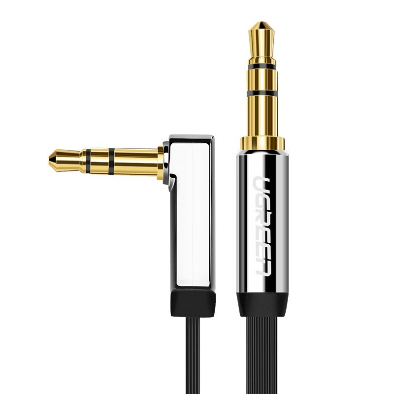 UGREEN mini jack 3,5mm AUX flat elbow cable 1m (black) 10597 (6957303815975) USB kabelis