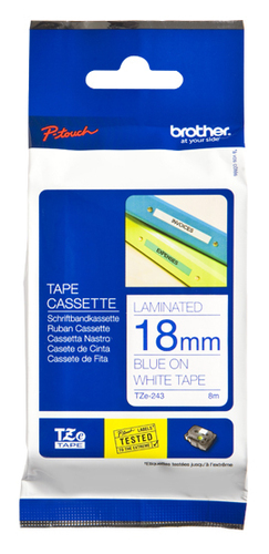 Tape Brother 18mm BLUE ON WHITE