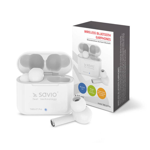 Savio TWS-07 PRO Wireless Bluetooth Earphones Headset White austiņas