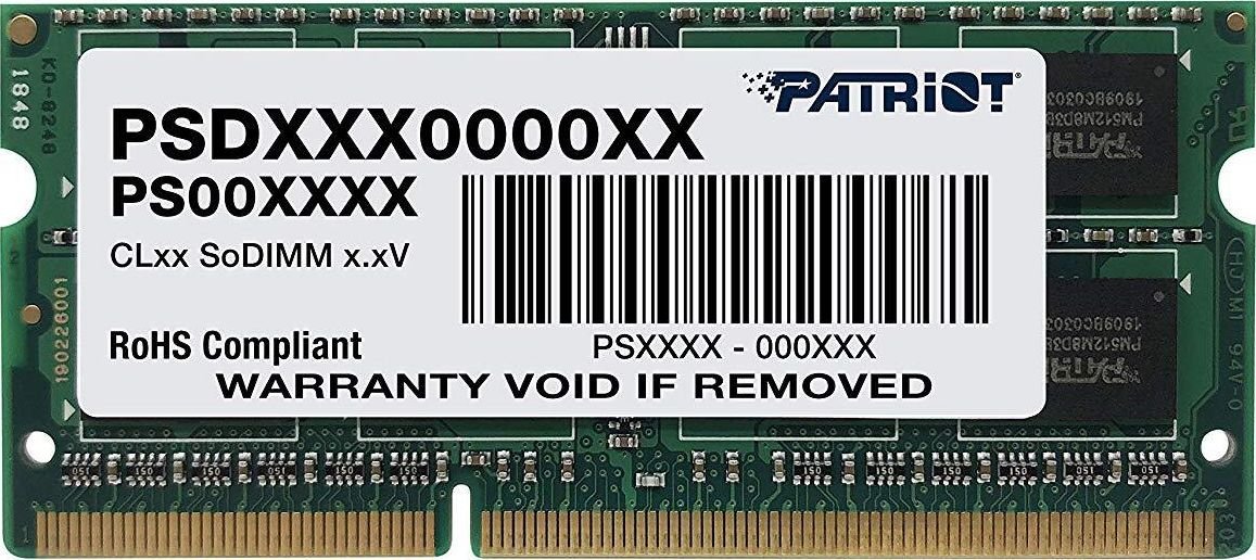 Patriot Signature SODIMM DDR3 1333MHz 4GB Module, CAS 9, RET operatīvā atmiņa