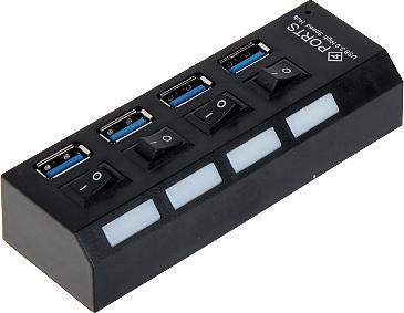 HUB USB Pawonik 4x USB-A 3.0 (HUB-USB3.0-1/4) HUB-USB3.0-1/4 (5903684260430) USB centrmezgli