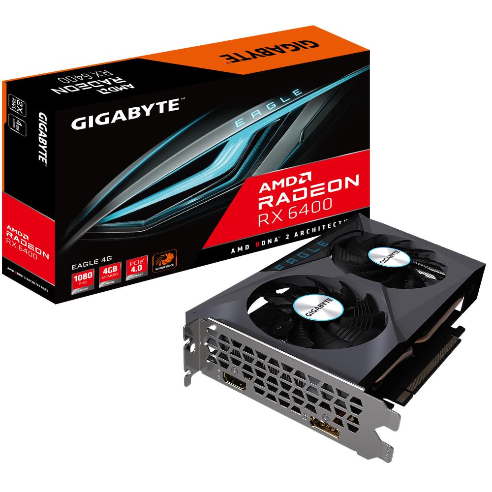 Graphics Card|GIGABYTE|AMD Radeon RX 6400|4 GB|GDDR6|64 bit|PCIE 4.0 16x|Memory 16000 MHz|1xHDMI|1xDisplayPort|GV-R64EAGLE-4GD video karte