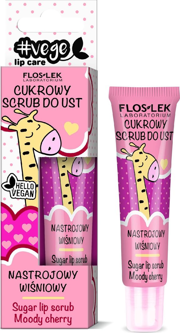 Floslek Lip Care Vege Sugar Lip Scrub Mood Cherry 14g, lūpu skrubis