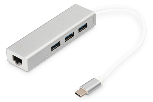 DIGITUS USB Type C 3.0 Hub with Gigabit Ethernet USB centrmezgli