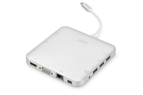 DIGITUS Dockingstation USB3.1/C 11xBu Universal Alu silber q adapteris