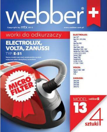 Worek do odkurzacza Webber WORKI WEBBER MICRO ELECTROLUX E 51 02WME51 02WME51 (5907265008138) aksesuārs putekļsūcējam