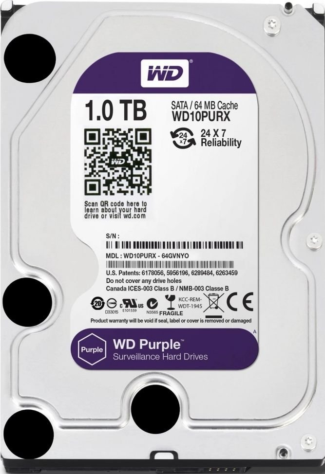 WD Purple 1TB SATA 6Gb/s CE cietais disks