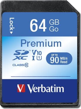 SD Card  64GB Verbatim SDXC Premium Class 10 retail atmiņas karte