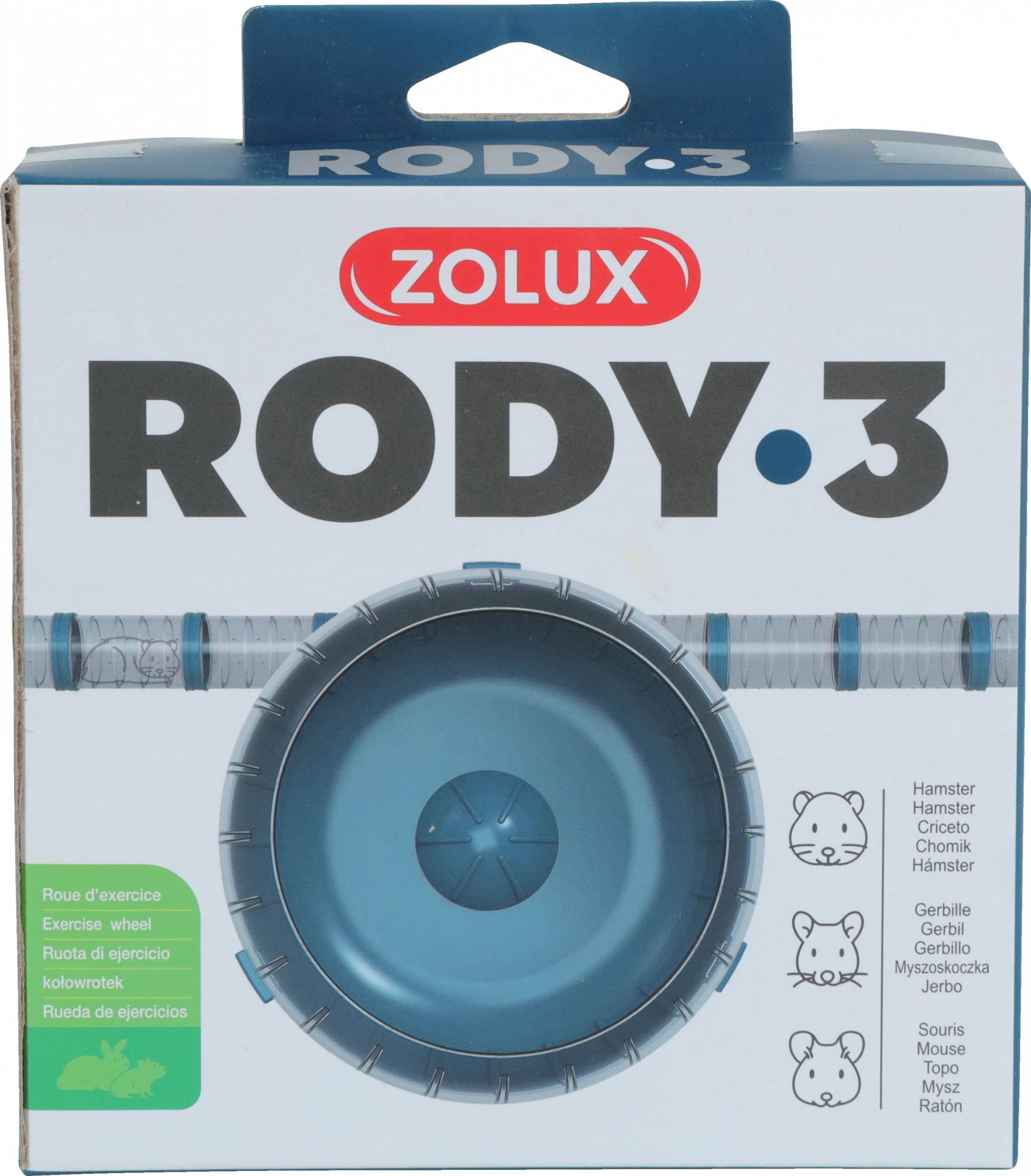 Zolux ZOLUX Kolowrotek RODY3 kol. niebieski 206037 (3336022060379) grauzējiem