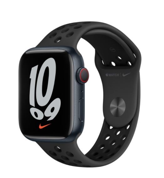 Watch Nike Series 7 GPS + Cellular, 45mm Midnight Aluminium Case with Anthracite/Black Nike Sport Band - Regular Viedais pulkstenis, smartwatch