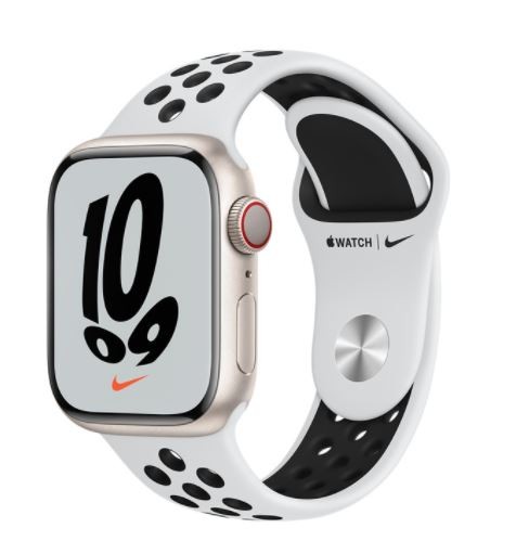 Watch Nike Series 7 GPS + Cellular, 45mm Starlight Aluminium Case with Pure Platinum/Black Nike Sport Band - Regular Viedais pulkstenis, smartwatch