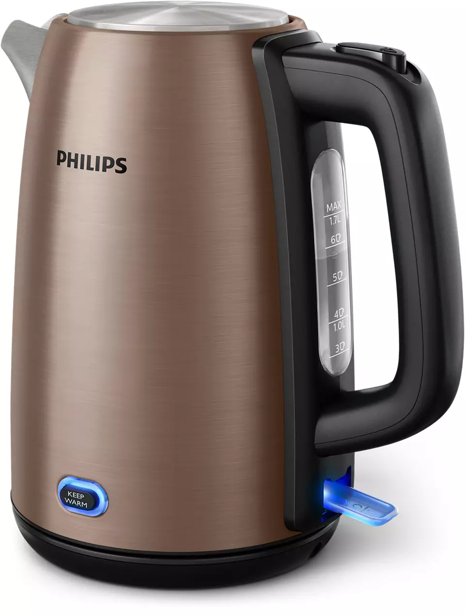 Philips Viva Collection HD9355/92 electric kettle 1.7 L 2060 W Black, Copper Elektriskā Tējkanna