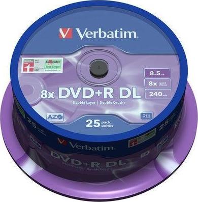 VERBATIM DVD+R DL Verbatim 8.5GB 25pc biroja tehnikas aksesuāri