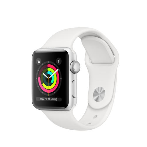 Apple Watch 3 - srebrne aluminium 38 | bialy sportowy pasek Viedais pulkstenis, smartwatch