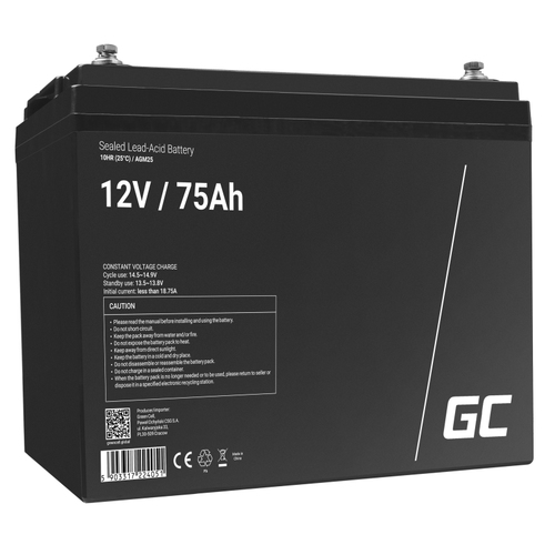 GREEN CELL Battery AGM 12V 75 Ah UPS aksesuāri