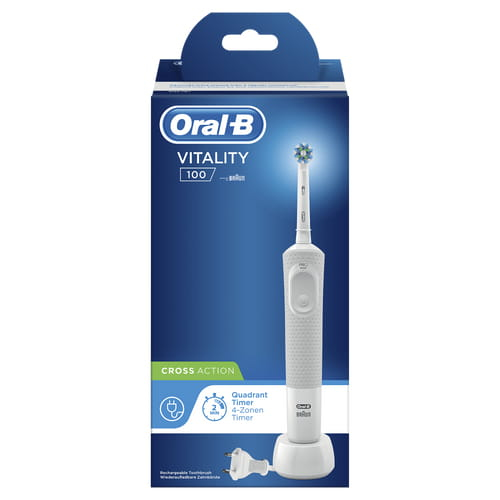 Oral-B Vitality 100  white CrossAction   Hangable Box mutes higiēnai