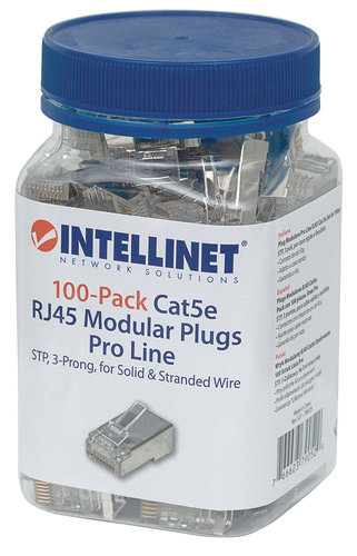 Intellinet Modular plug RJ45 8P8C Cat5e STP for solid & stranded 100 pcs in jar