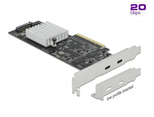 DeLOCK PCIe x8> 2xext. USB 20 Gbps USB-C - 89009 datortīklu aksesuārs