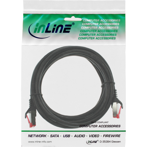  InLine Patchcord S/FTP, PiMF, Cat.6, 250MHz, PVC, Black 7.5m (76407S) tīkla kabelis