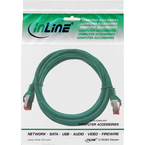 InLine Patchcord S/FTP, PiMF, Cat.6, PVC, green 30m (76430G) tīkla kabelis