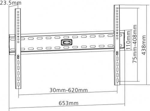 Equip LCD wall bracket 94-178cm (37''-70) fixed, 50kg, VESA max 600x400, black TV aksesuāri