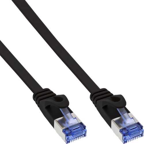 InLine Patchcord Plaski U/FTP, Cat.6A, black 3m (71803S) tīkla kabelis