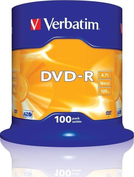 Verbatim DVD-R 4.7GB 16X 100pack AZO MATT SILVER cake box - matricas