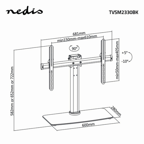 Nedis Universāls LCD / LED /  "32 - 65'' Televizora Turētājs / grozāms (45kg max) Melns