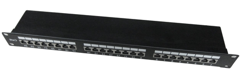 Gembird 19'' patch panel 24 port 1U cat.6 with rear cable management, black Serveru aksesuāri