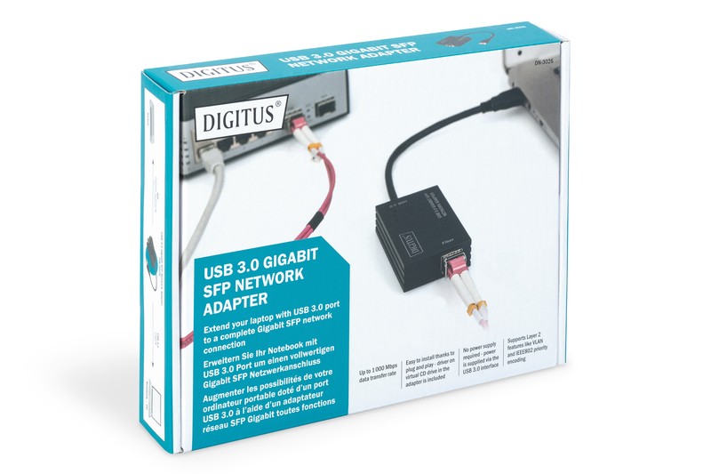 DIGITUS USB 3.0 Gigabit SFP net. Adapter datortīklu aksesuārs