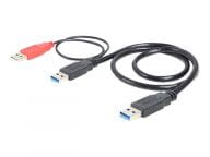 Delock cable USB 3.0-A male > USB 3.0-A male (data+power) + USB 2.0-A male,black USB kabelis