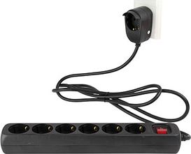 REV Multiple Socket Outlet 6+1-fold 2m black Powersplit elektrības pagarinātājs