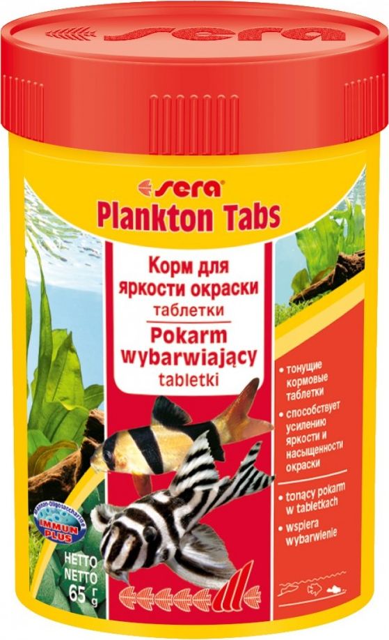 Sera Plankton Tabs Nature 100 ml - pokarm wybarwiajacy w tabletkach SE-00502 (4001942005029) zivju barība