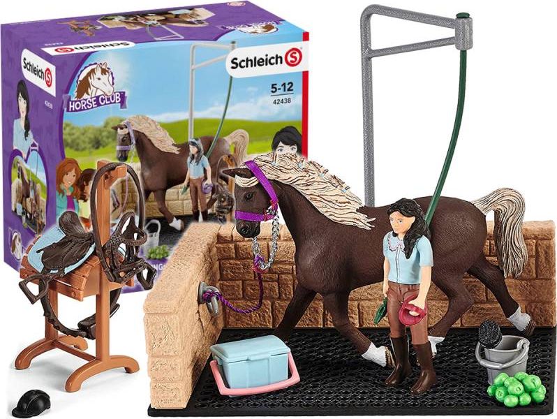 Schleich Horse Club washing area with Emily & Luna, play figure 42438 bērnu rotaļlieta