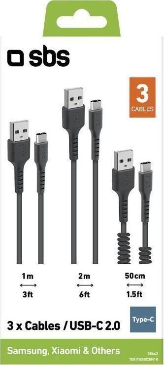 Kabel USB SBS Mobile USB-A - USB-C 2 m Czarny (JAB-7488965) JAB-7488965 (8018417335662) USB kabelis