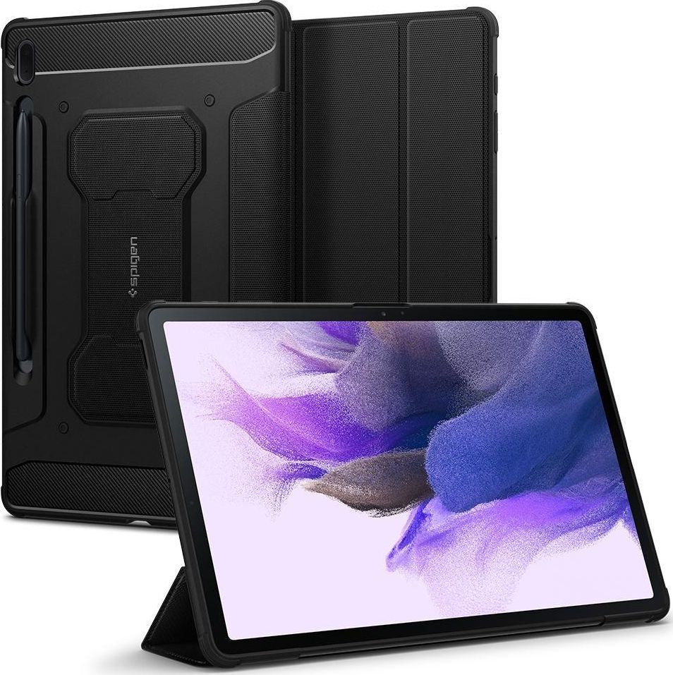 Etui na tablet Spigen Etui Spigen Rugged Armor Pro Samsung Galaxy Tab S7 FE 5G 12.4 Black SPN1671BLK planšetdatora soma