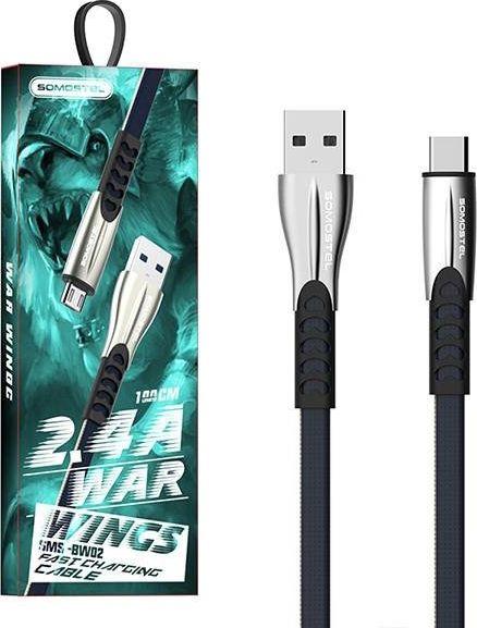 SOMOSTEL SMS-BW02 USB cable 1 m USB 2.0 USB A USB C Black USB kabelis