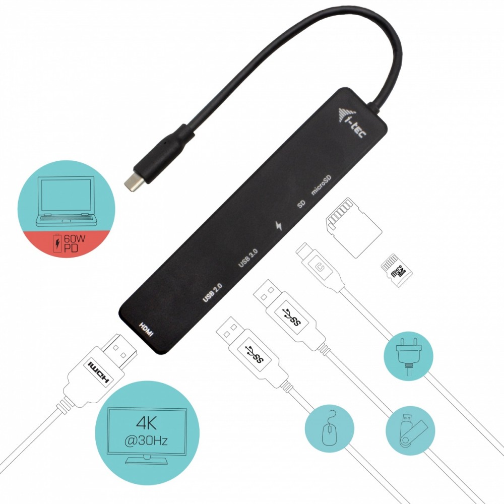 I-TEC USB-C Travel Easy Dock 4K HDMI dock stacijas HDD adapteri