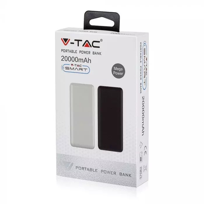 V-TAC Power Bank White 20000 mAh 2.0/2.1A 8189 (3800157641579) Mobilais Telefons